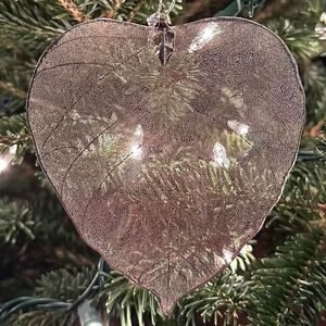 Silver Plated Aspen Leaf Ornament Delicate Nature Inspired Skeleton Leaf